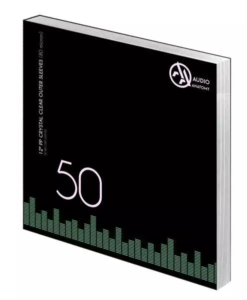 50 X 12 PP CRYSTAL CLEAR OUTER SLEEVES - 80 MICRON - AUDIO ANATOMY — Ware in 2 bis 3 Wochen lieferbar